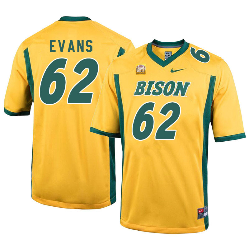 Men #62 Dylan Evans North Dakota State Bison College Football Jerseys Sale-Yellow - Click Image to Close